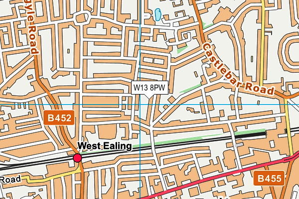 W13 8PW map - OS VectorMap District (Ordnance Survey)