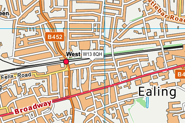 W13 8QH map - OS VectorMap District (Ordnance Survey)