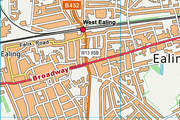 W13 8SB map - OS VectorMap District (Ordnance Survey)