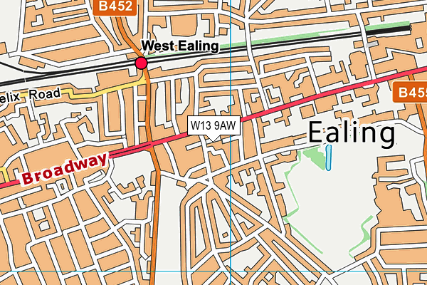 W13 9AW map - OS VectorMap District (Ordnance Survey)