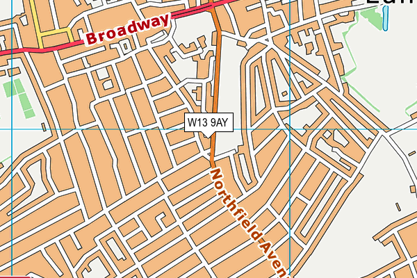 W13 9AY map - OS VectorMap District (Ordnance Survey)