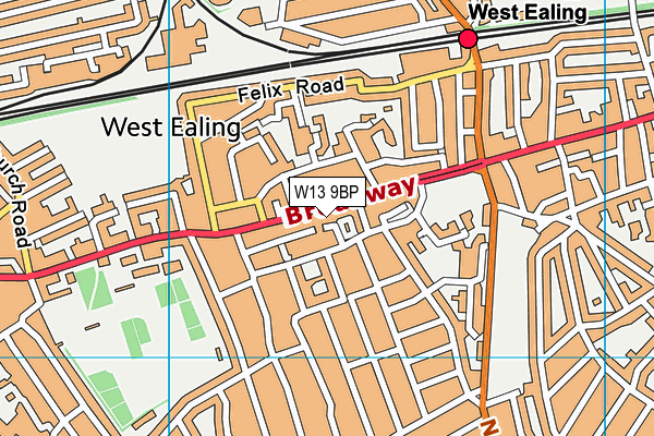 Anytime Fitness (London West Ealing) map (W13 9BP) - OS VectorMap District (Ordnance Survey)