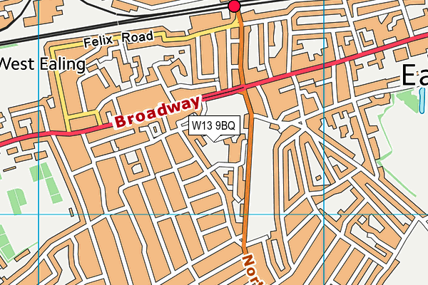 W13 9BQ map - OS VectorMap District (Ordnance Survey)