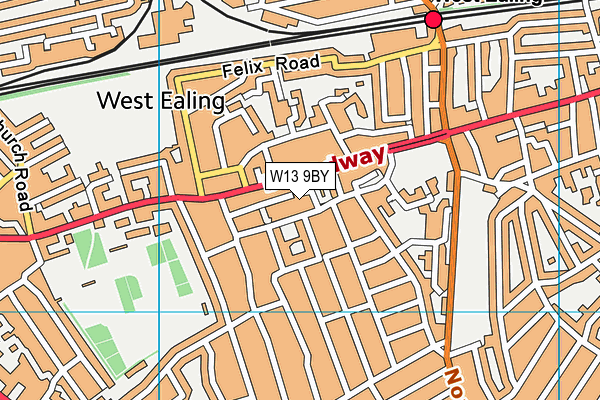 W13 9BY map - OS VectorMap District (Ordnance Survey)