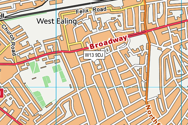 W13 9DJ map - OS VectorMap District (Ordnance Survey)