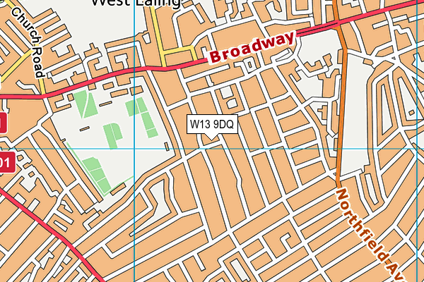 W13 9DQ map - OS VectorMap District (Ordnance Survey)
