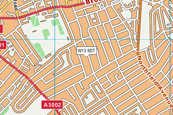 W13 9DT map - OS VectorMap District (Ordnance Survey)