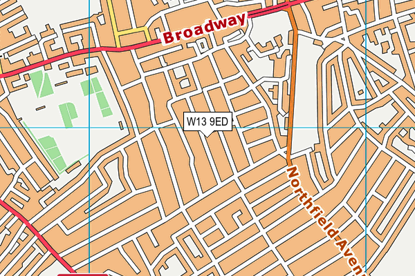 W13 9ED map - OS VectorMap District (Ordnance Survey)