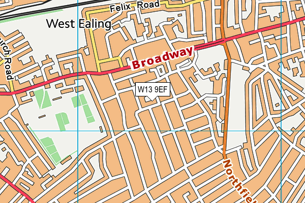 W13 9EF map - OS VectorMap District (Ordnance Survey)