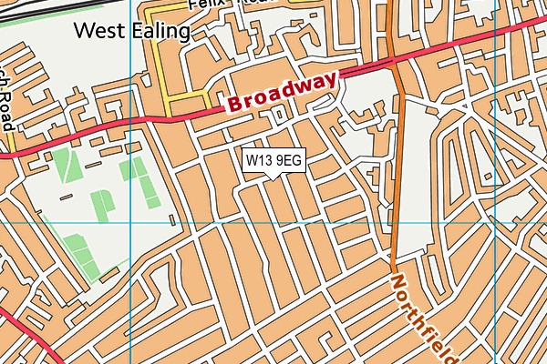 W13 9EG map - OS VectorMap District (Ordnance Survey)