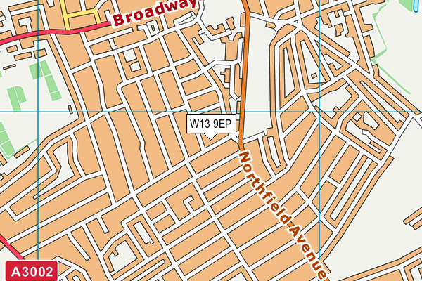 W13 9EP map - OS VectorMap District (Ordnance Survey)