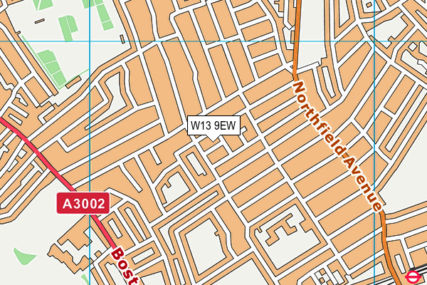 W13 9EW map - OS VectorMap District (Ordnance Survey)