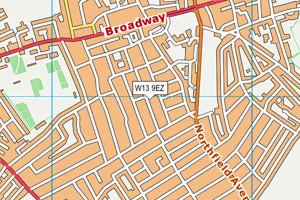 W13 9EZ map - OS VectorMap District (Ordnance Survey)