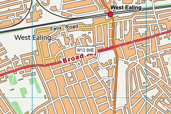 W13 9HE map - OS VectorMap District (Ordnance Survey)