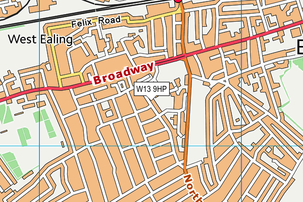 W13 9HP map - OS VectorMap District (Ordnance Survey)