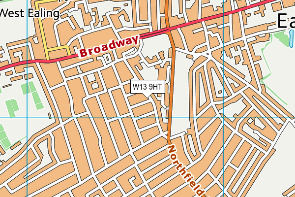 W13 9HT map - OS VectorMap District (Ordnance Survey)