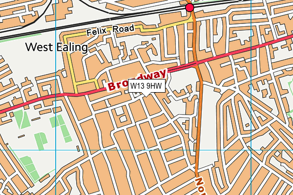 W13 9HW map - OS VectorMap District (Ordnance Survey)