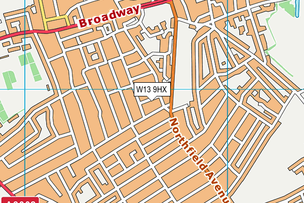 W13 9HX map - OS VectorMap District (Ordnance Survey)