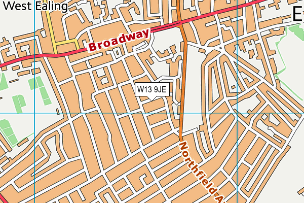 W13 9JE map - OS VectorMap District (Ordnance Survey)