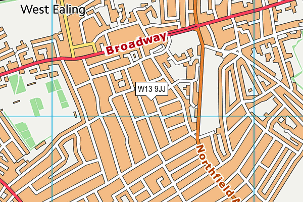 W13 9JJ map - OS VectorMap District (Ordnance Survey)