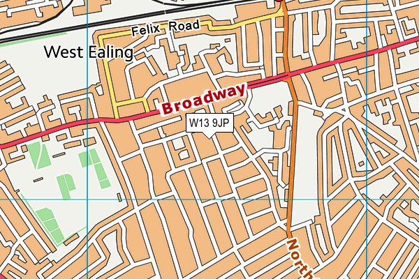 W13 9JP map - OS VectorMap District (Ordnance Survey)