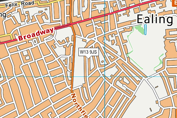 W13 9JS map - OS VectorMap District (Ordnance Survey)