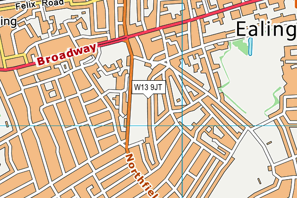 W13 9JT map - OS VectorMap District (Ordnance Survey)