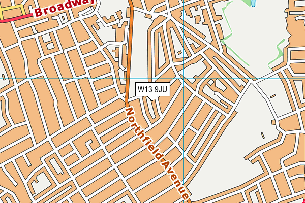 W13 9JU map - OS VectorMap District (Ordnance Survey)