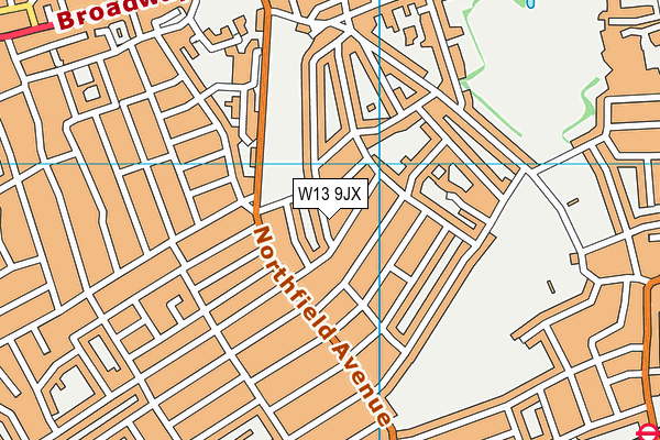 W13 9JX map - OS VectorMap District (Ordnance Survey)