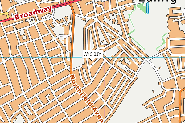 W13 9JY map - OS VectorMap District (Ordnance Survey)
