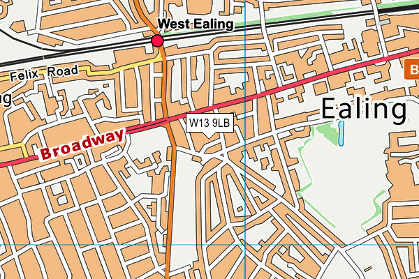 W13 9LB map - OS VectorMap District (Ordnance Survey)