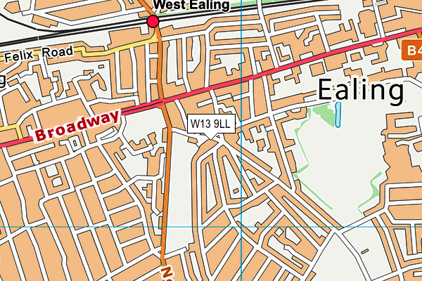 W13 9LL map - OS VectorMap District (Ordnance Survey)