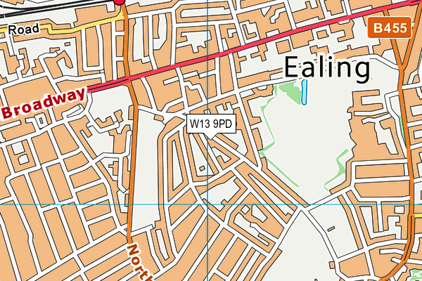 W13 9PD map - OS VectorMap District (Ordnance Survey)