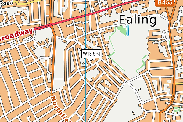 W13 9PJ map - OS VectorMap District (Ordnance Survey)