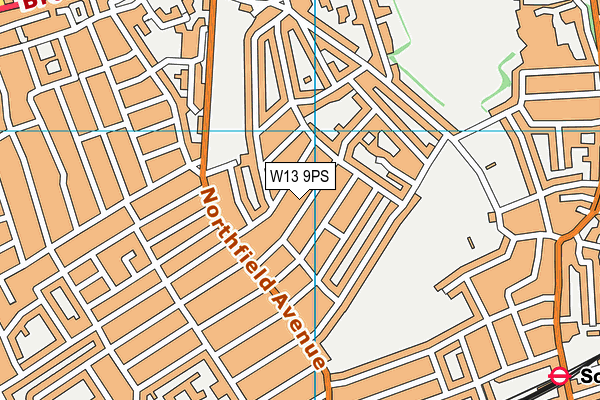 W13 9PS map - OS VectorMap District (Ordnance Survey)