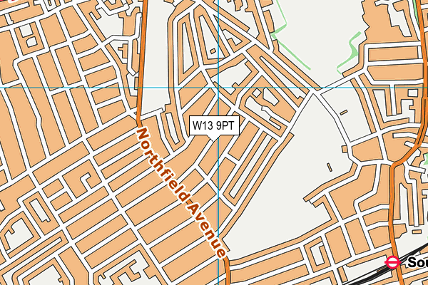 W13 9PT map - OS VectorMap District (Ordnance Survey)