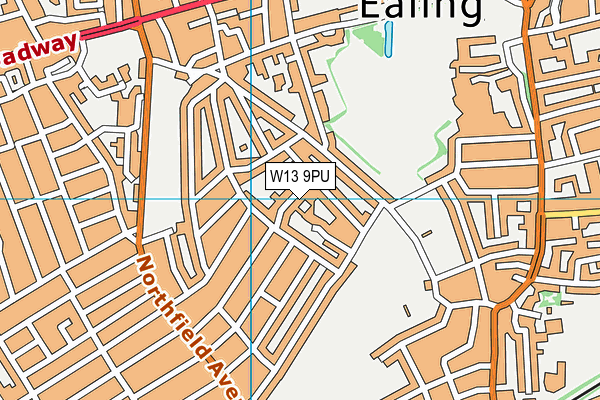 W13 9PU map - OS VectorMap District (Ordnance Survey)