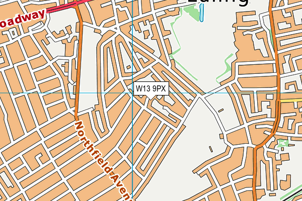 W13 9PX map - OS VectorMap District (Ordnance Survey)