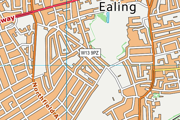 W13 9PZ map - OS VectorMap District (Ordnance Survey)