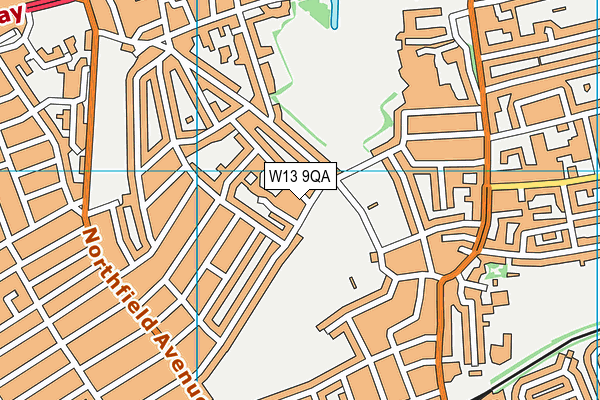 W13 9QA map - OS VectorMap District (Ordnance Survey)