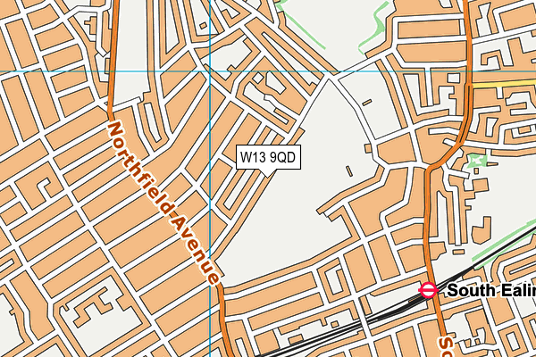 W13 9QD map - OS VectorMap District (Ordnance Survey)