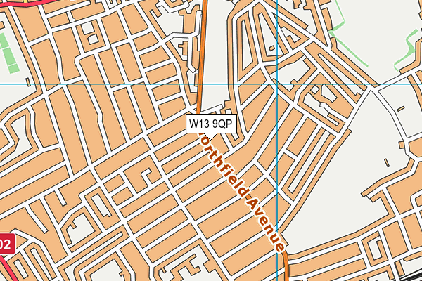 W13 9QP map - OS VectorMap District (Ordnance Survey)