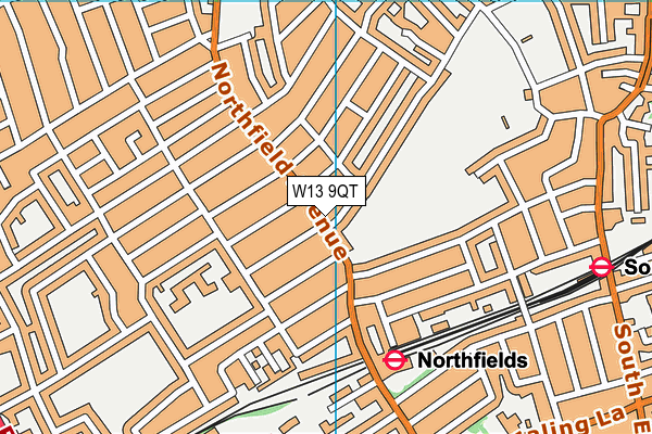 W13 9QT map - OS VectorMap District (Ordnance Survey)