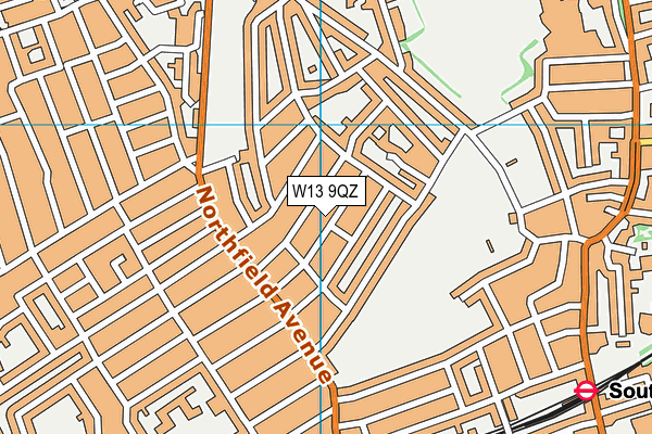 W13 9QZ map - OS VectorMap District (Ordnance Survey)