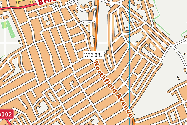 W13 9RJ map - OS VectorMap District (Ordnance Survey)