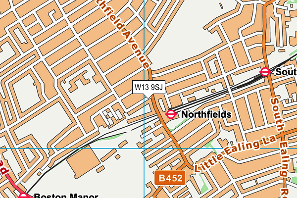 W13 9SJ map - OS VectorMap District (Ordnance Survey)