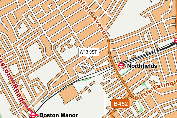 W13 9ST map - OS VectorMap District (Ordnance Survey)