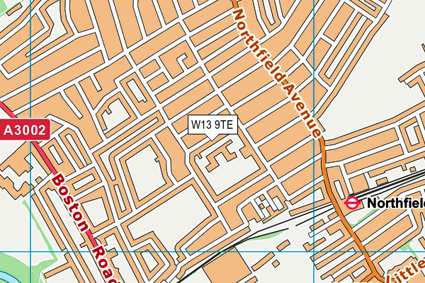 W13 9TE map - OS VectorMap District (Ordnance Survey)