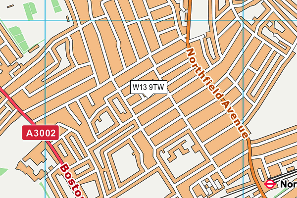 W13 9TW map - OS VectorMap District (Ordnance Survey)