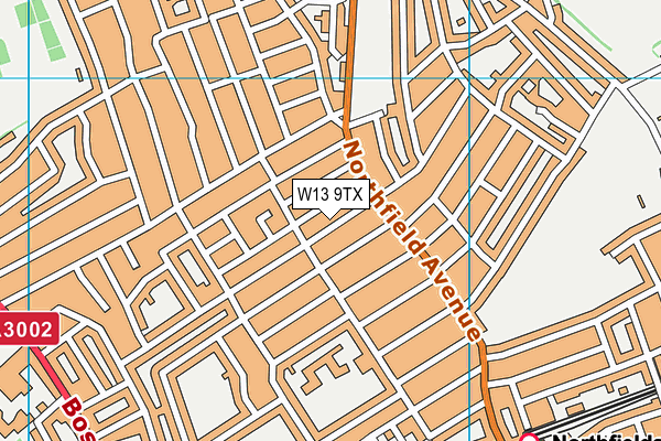 W13 9TX map - OS VectorMap District (Ordnance Survey)
